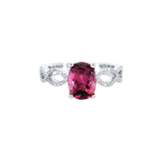 14K White Gold Accented Diamond & Pink Tourmaline Engagement Ring