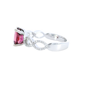 14K White Gold Accented Diamond & Pink Tourmaline Engagement Ring