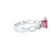 14K White Gold Accented Diamond & Pink Tourmaline Engagement Ring