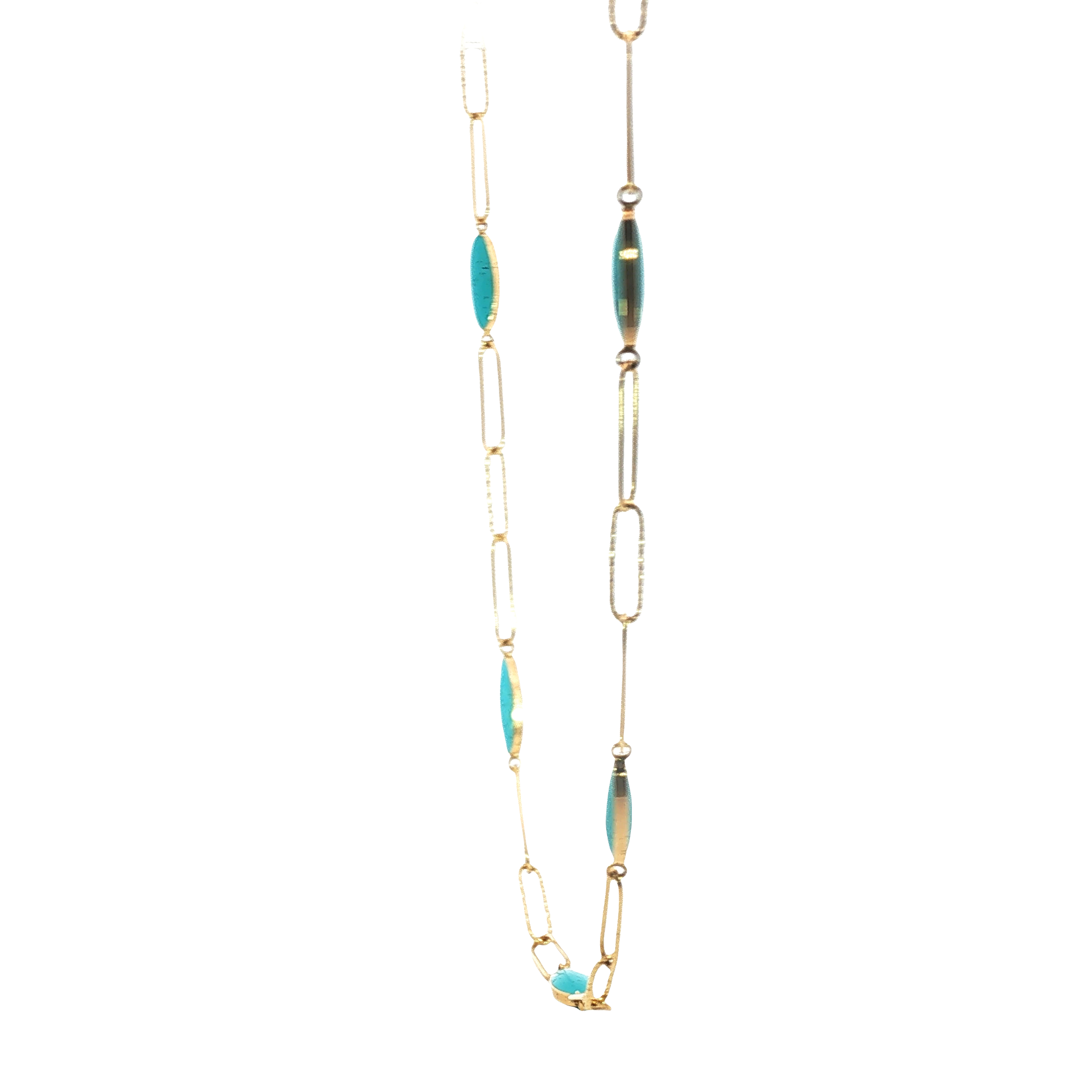 14K Yellow Gold Chain Necklace with Enamel Accents