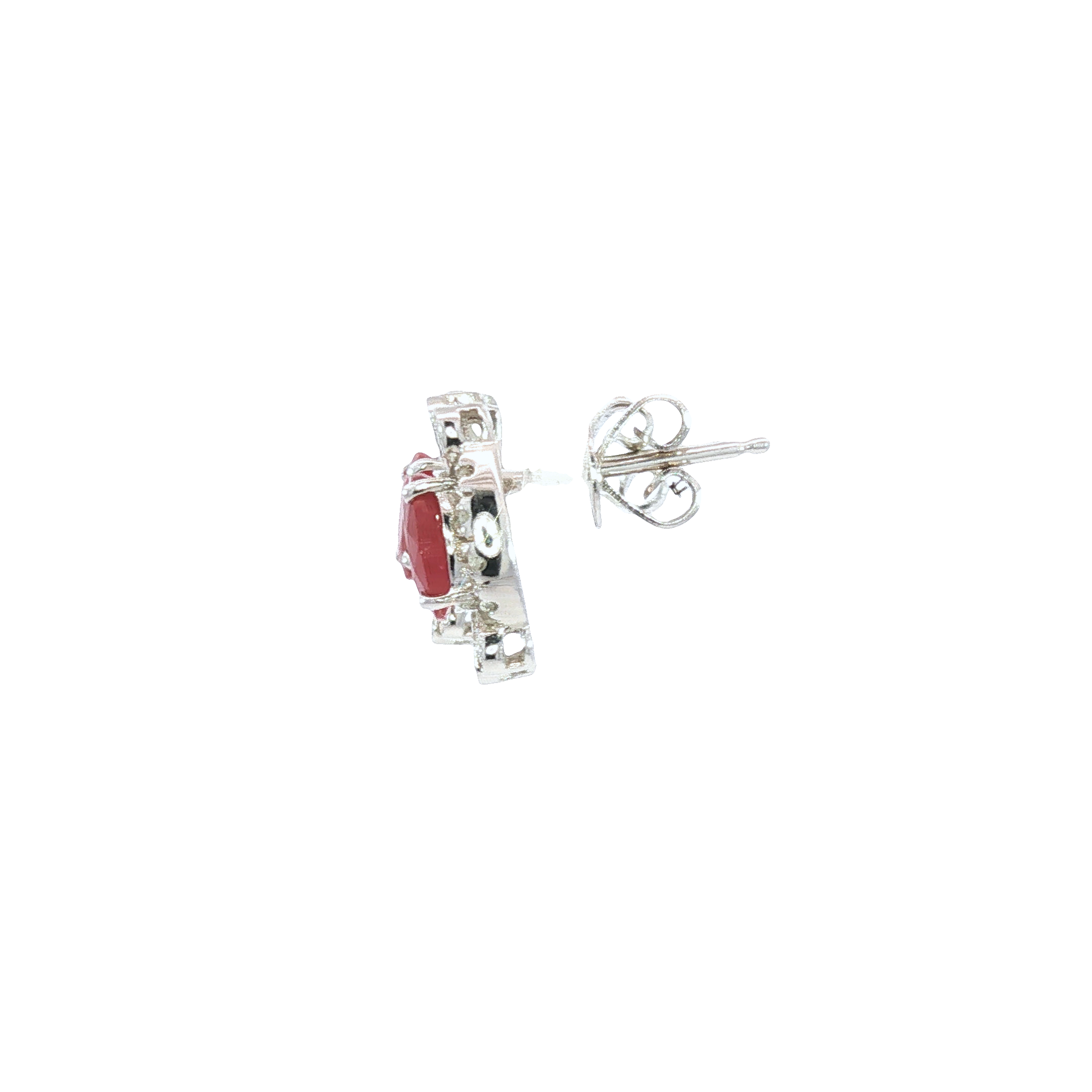 14K White Gold Ruby & Diamond Earrings
