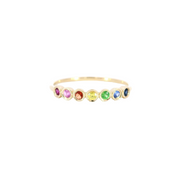 14K Yellow Gold Multicolor Gemstone Stackable Ring