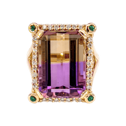 14K Rose Gold Ametrine & Diamond Ring