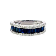 14K White Gold Sapphire and Diamond Anniversary Band