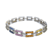 14k White Gold Fancy Sapphire & Diamond Bracelet