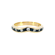 14K Yellow Gold Sapphire & Diamond Stackable Ring