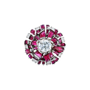 Platinum Cluster Pink Ruby & Diamond Ring