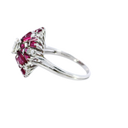 Platinum Cluster Pink Ruby & Diamond Ring