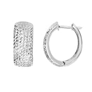 Sterling Silver 18x10mm Diamond Cut Huggie Hoop Earrings