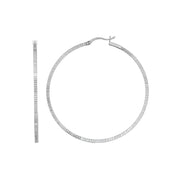 Sterling Silver 50mm Striped Diamond Cut Hoop Earrings