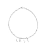 Sterling Silver Love Beaded Anklet