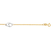 14K Two-Tone Gold Interlocking Heart Anklet