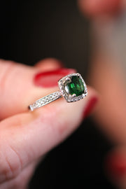 Tsavorite and Diamond Ring