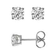 14K White Gold Round Diamond Stud Earrings