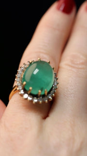 15Ct Cabochon Emerald and Diamond Ring