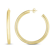 14K Yellow Gold 4mm Polished C Hoop Earrings