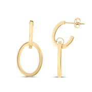 14K Yellow Gold Interlocking Drop Hoop Earrings