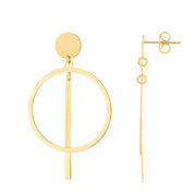 14K Yellow Gold Geometric Drop Earrings