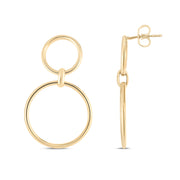 14K Yellow Gold Circle Drop Earrings