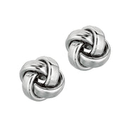 14K White Gold Medium Polished Love Knot Stud Earrings