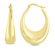 14K Yellow Gold Puffed Hoop Earrings