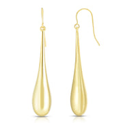 14K Yellow Gold Large Polished Graduated Tear Drop Earrings