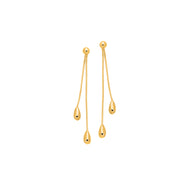 14K Yellow Gold Double Tear Drop Earrings