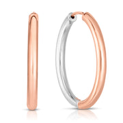 14K Two-Tone Gold Diamond Cut Hoop Earrings