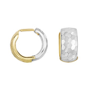 14K Two-Tone Gold Reversible Hammered Huggie Earrings