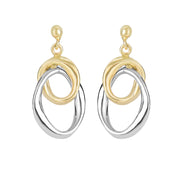 14K Two-Tone Gold Interlocked Drop Earrings