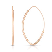 14K Rose Gold Medium Polished Marquise Fashion Hoop Earrings