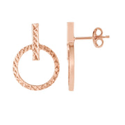 14K Rose Gold Diamond Cut Earrings