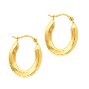 14K Yellow Gold Oval Back to Back Hoop Earrings