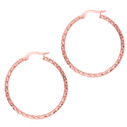 14K Rose Gold Diamond Cut Hoop Earrings