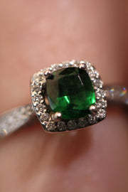 Tsavorite and Diamond Ring