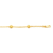 14K Yellow Gold Heart Station Bracelet