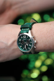 Swiss Chronograph Men's Watch with Green Leather Strap