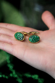 18K Yellow Gold Carved Jadeite Cufflinks