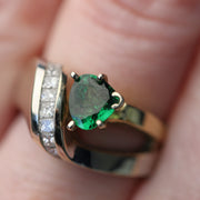 14K Two-Tone Gold Tsavorite Garnet & Diamond Ring