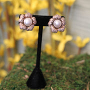 Pearl & Diamond Flower Earrings