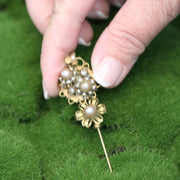 Stanley Hagler 14K Yellow Gold NYC Pearl Flower Stickpin