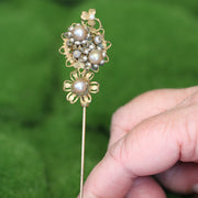 Stanley Hagler 14K Yellow Gold NYC Pearl Flower Stickpin