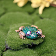 Enamel & Turquoise Frog Brooch