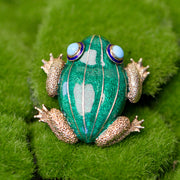 Enamel & Turquoise Frog Brooch