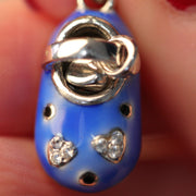 14K White Gold and Enamel Baby Show Pendant