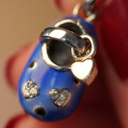 14K White Gold and Enamel Baby Show Pendant