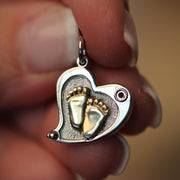 14K Yellow Gold Baby Feet Pendant