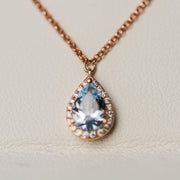 14K Rose Gold Teardrop Aquamarine Pendant