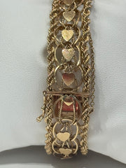 14K Yellow Gold Rope-Style Heart Bracelet