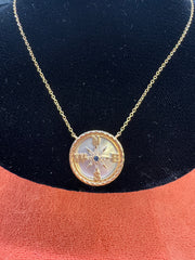 14kt Yellow Gold Chain with Mother of Pearl Compass Pendant